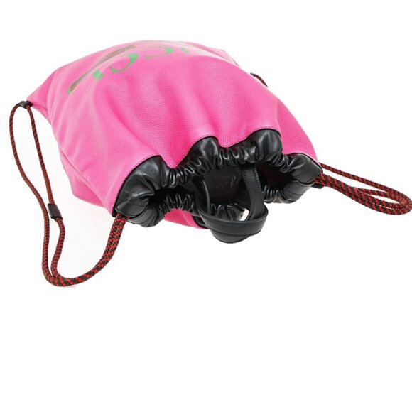 GUCCI GG Print Sherry 2Way Drawstring Backpack Bag Leather Pink Italy - Picture 6 of 15